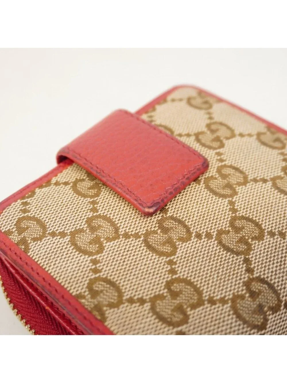 ★SOLD★ Gucci Wallet GG Canvas Beige Red Gold - Picture 9 of 10